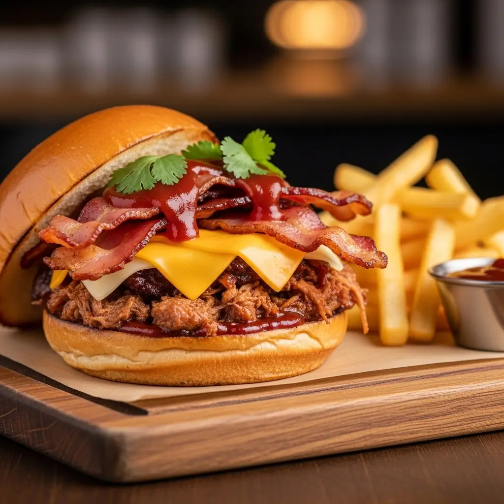 BBQ Pork with Bacon Sandwich