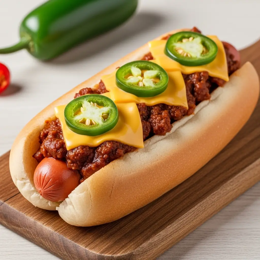 Chili Cheese Dog with Jalapeños