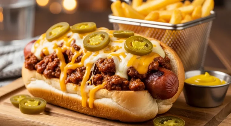 Chili Cheese Dog with Jalapeños: A Spicy Twist on a Classic Favorite