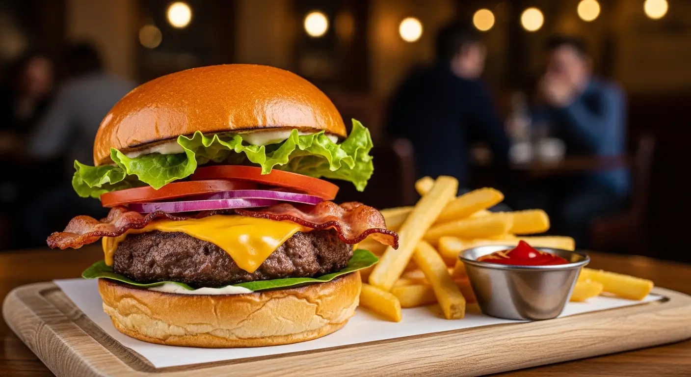 Best Bacon Cheddar Melt Burger with Crispy Bacon and Melted Cheese