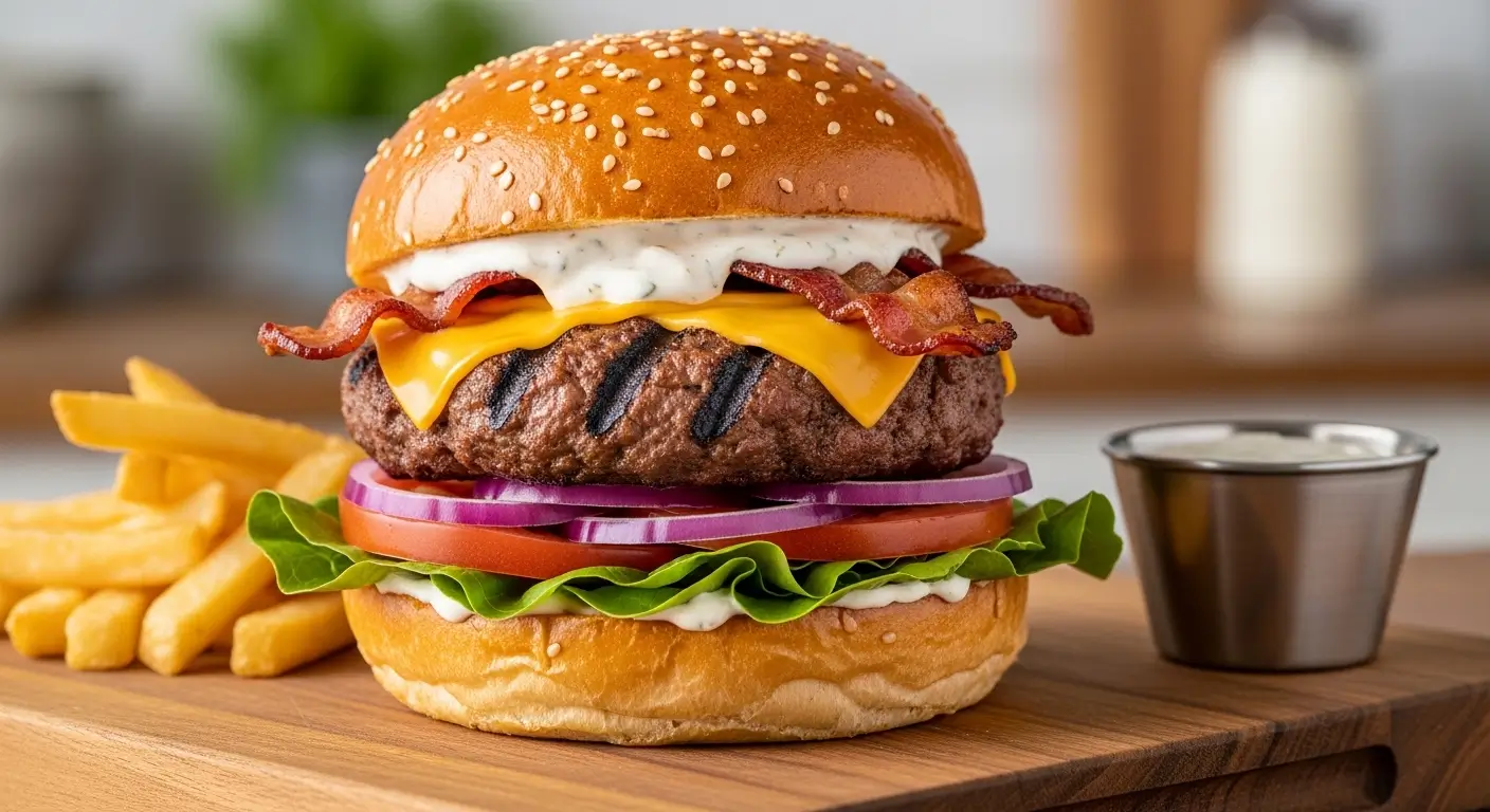 How to Make the Perfect Bacon Cheddar Ranch Burger at Home